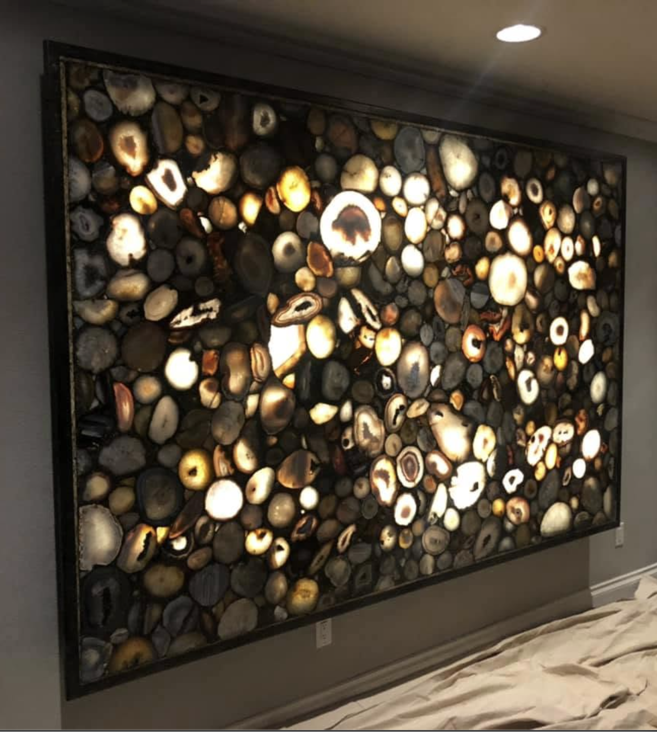 Custom stone fireplace feature wall